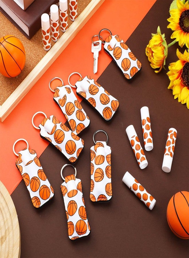 Swiffen 18 Sets Basketball Party Favors Lip Balm and Holder Keychain Bulk Basketball Senior Night Party Supplies Natural Moisturizing Lip Balm Keychains Pouch for Sports Fans Team Gifts - Image 2